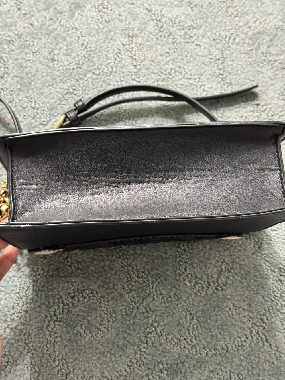 Aldo Grey and Cream Quilted Shoulder/Crossbody Bag with Gold Chain